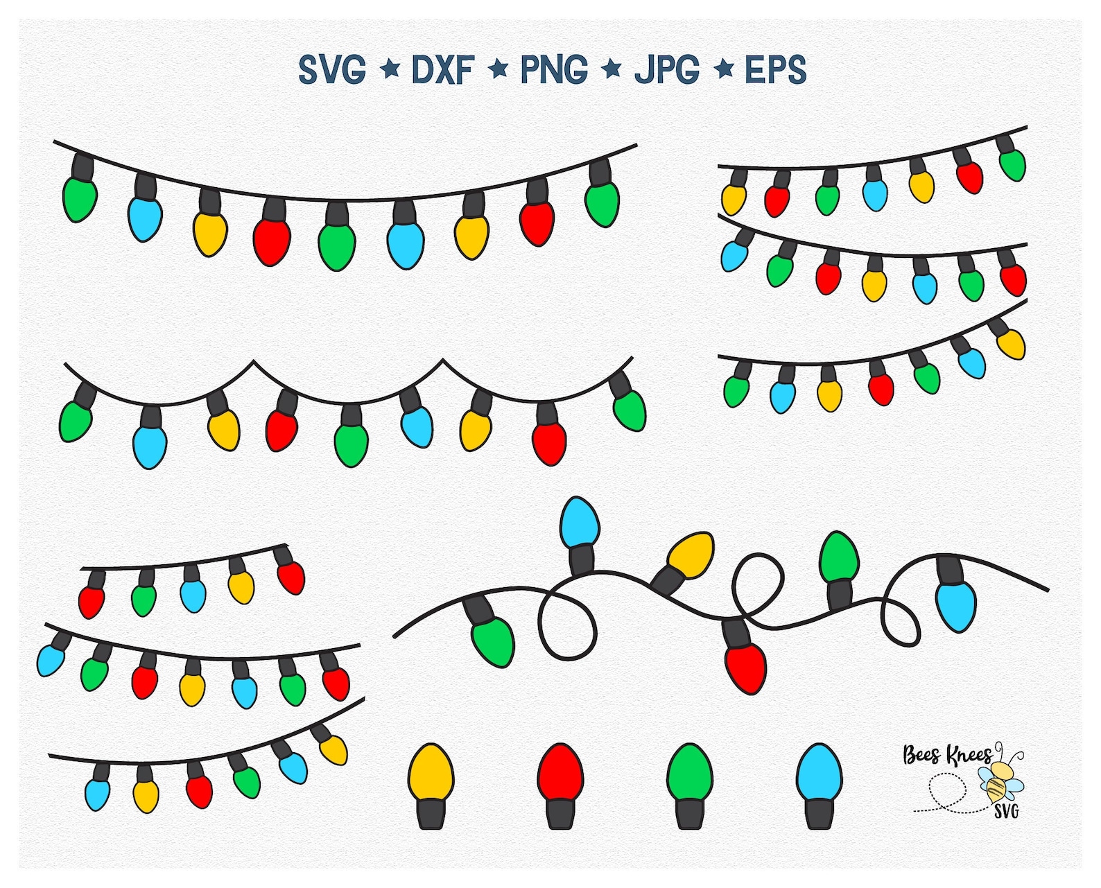 Christmas Light Svg Christmas Lights Bundle Christmas Lights Etsy