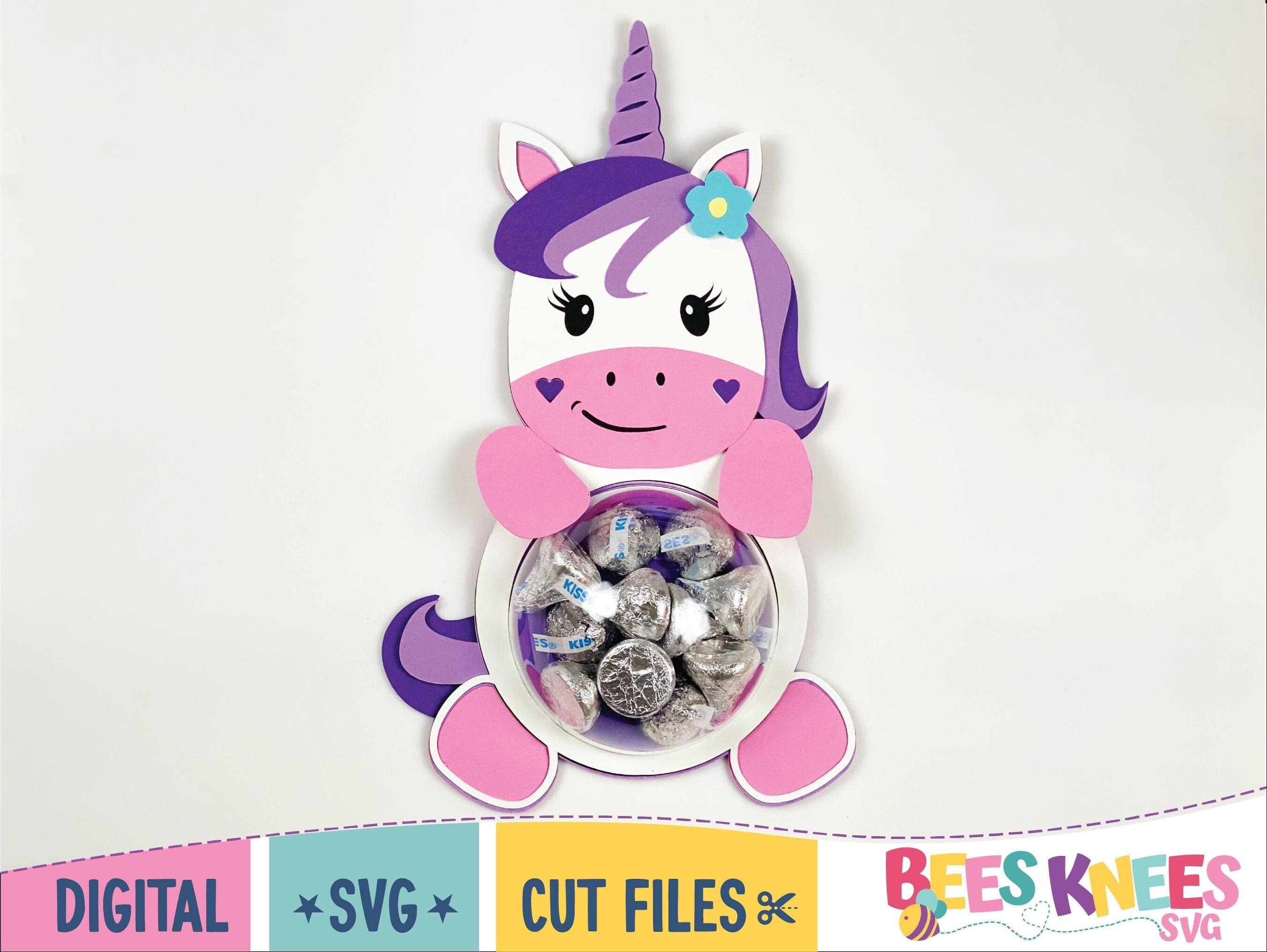 Unicorn Dome Candy Holder Svg, Valentine's Day, DIY Party Favors Svg, Cricut Cut File