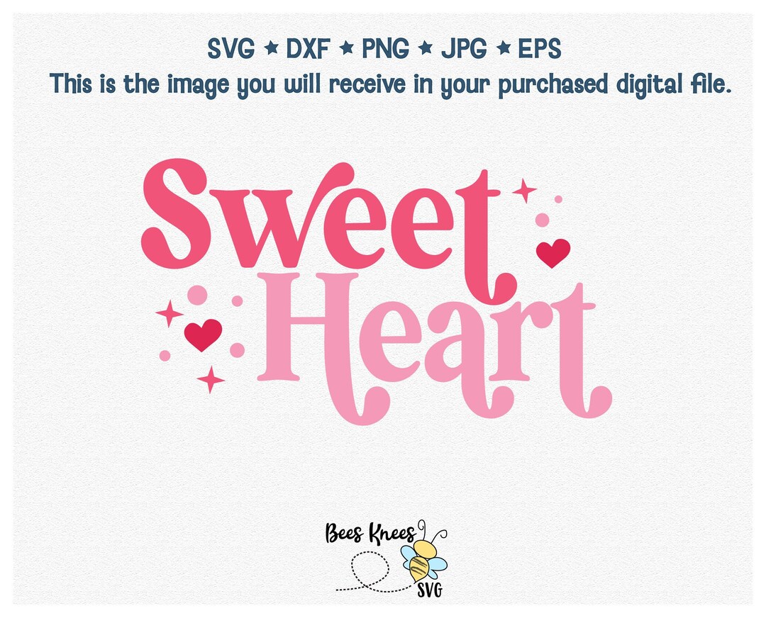 Sweet Heart Svg, Valentine's Day Svg, Retro Modern SVG, Cut File for ...