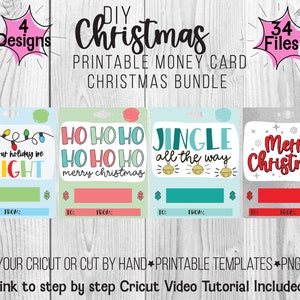 Druckbare Weihnachts Geldkarte Vorlage Bundle, Lippenbalsam Beutel Geldkarte, Geldkarte PNG SVG PDF