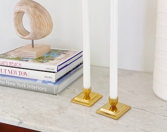 Modern Candle holder Sticks, Gold Candle Holders Set of 2 for Taper Candles, Metal Candlesticks, Eclectic Mantle Decor, Dining Table Decor