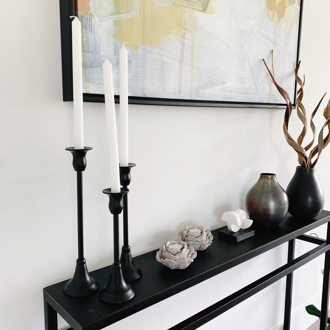 Matte Black Candle Holders Set of 3 for Taper Candles Mantle Etsy