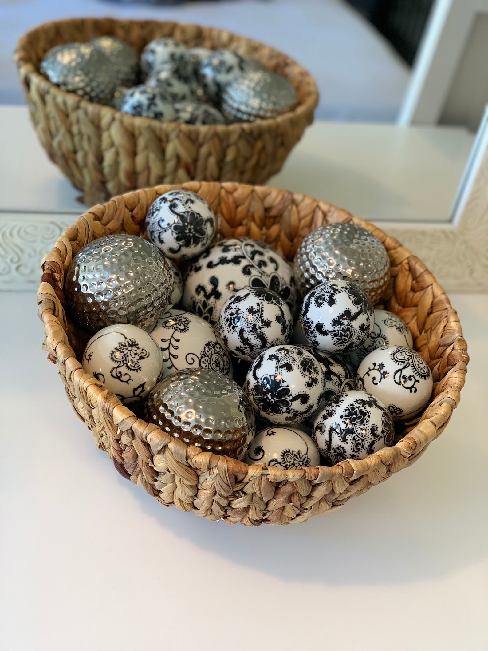 White & Black Ceramic Balls Set Silver Decorative Balls for Etsy