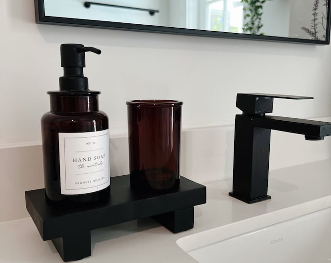 Matte Black Wooden Riser, Two Soap Bottle Tray, Kitchen Bottles Tray ...