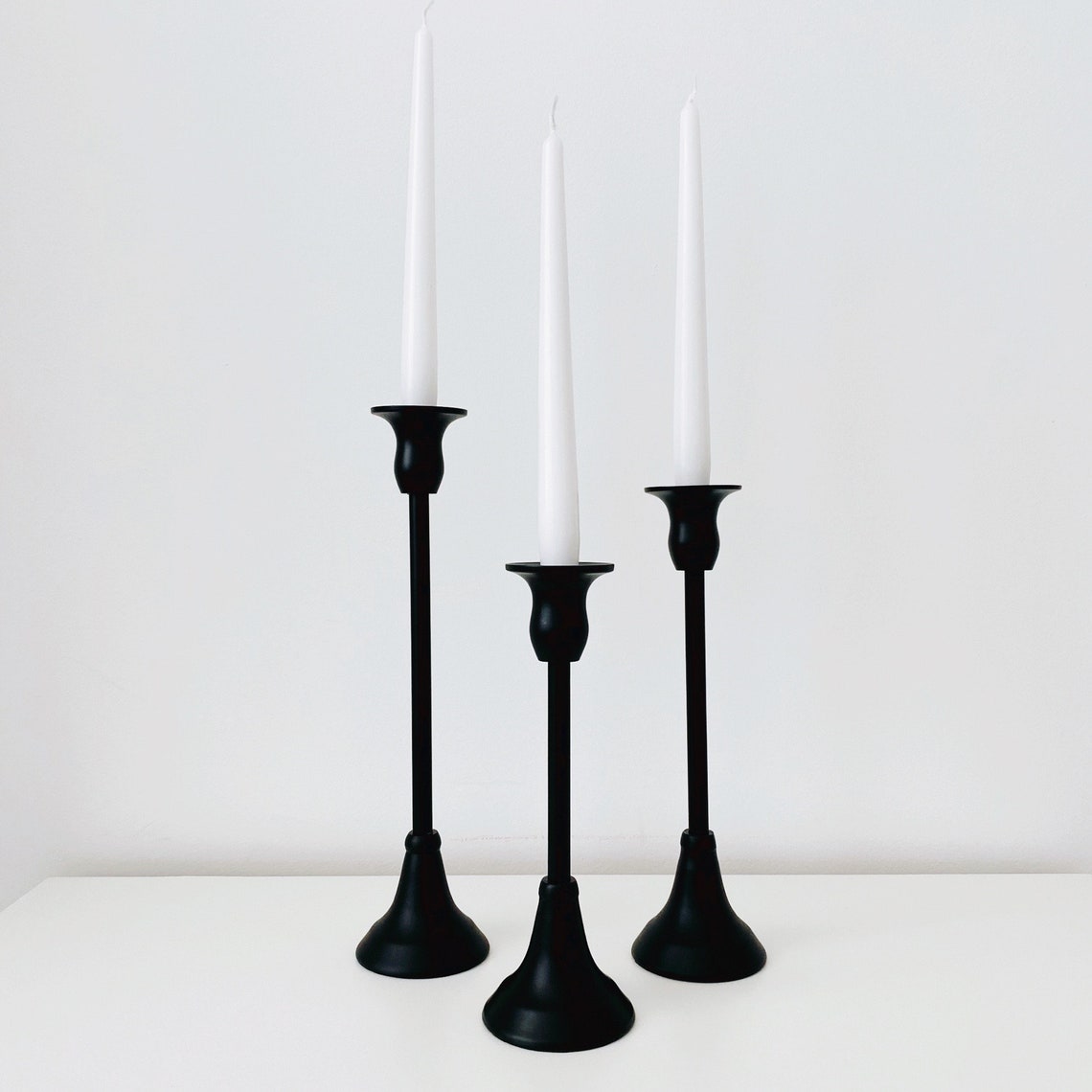 Matte Black Candle Holders Set of 3 for Taper Candles Mantle Etsy