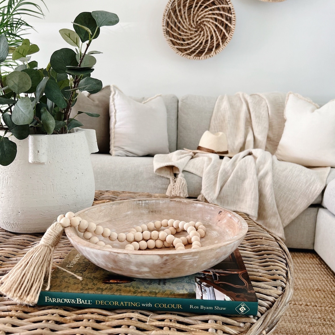 Wooden Bowl, Kitchen Bowl, Coffee Table Bowl, Decorative Bowl, Console Table Decor, Storage Key ...