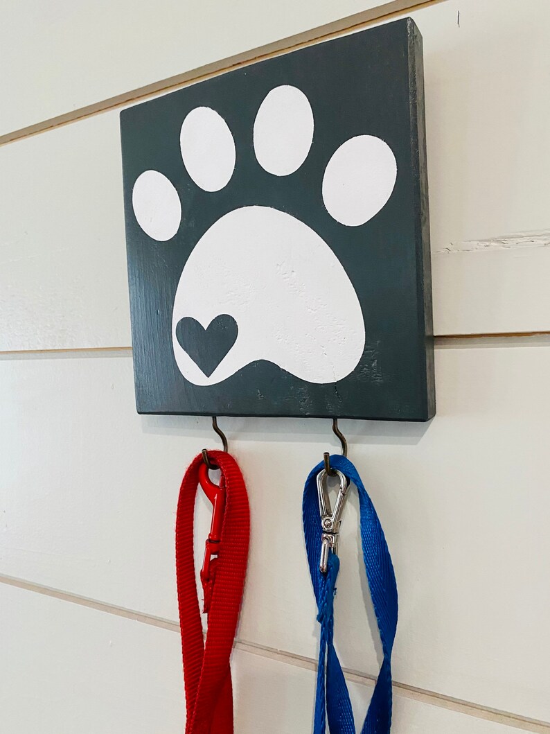 Paw Print Leash Holder for Wall Dog Leash Organizer Leash Etsy