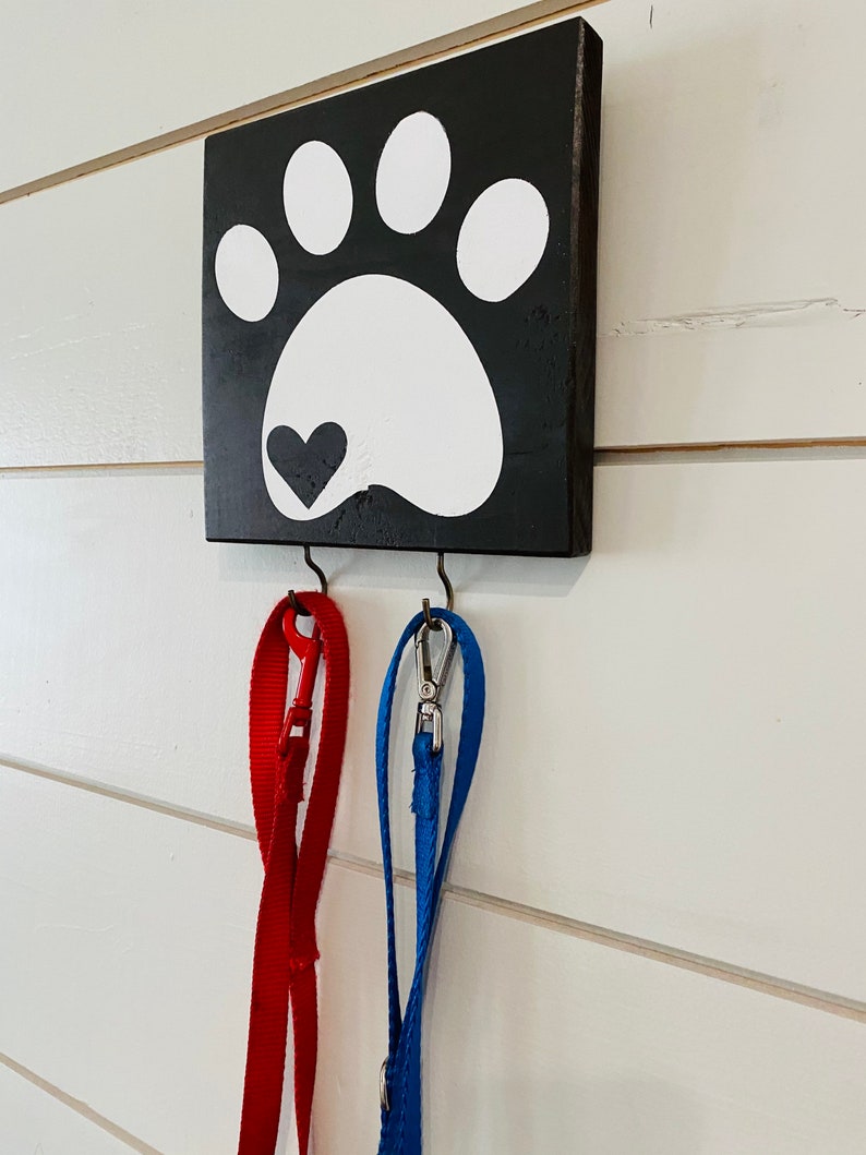 Paw Print Leash Holder for Wall Dog Leash Organizer Leash Etsy