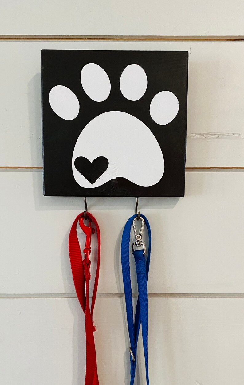 Paw Print Leash Holder for Wall Dog Leash Organizer Leash Etsy