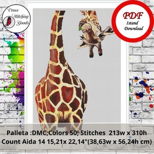 Giraffe Cross Stitch Pattern , Modern Cross Stitch  Pattern PDF
