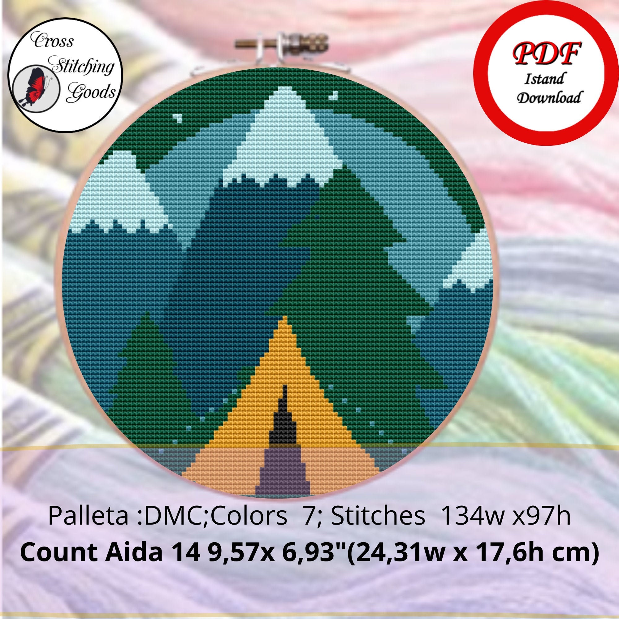 Mountain Cross Stitch Pattern Modern Cross Stitch Pattern | Etsy