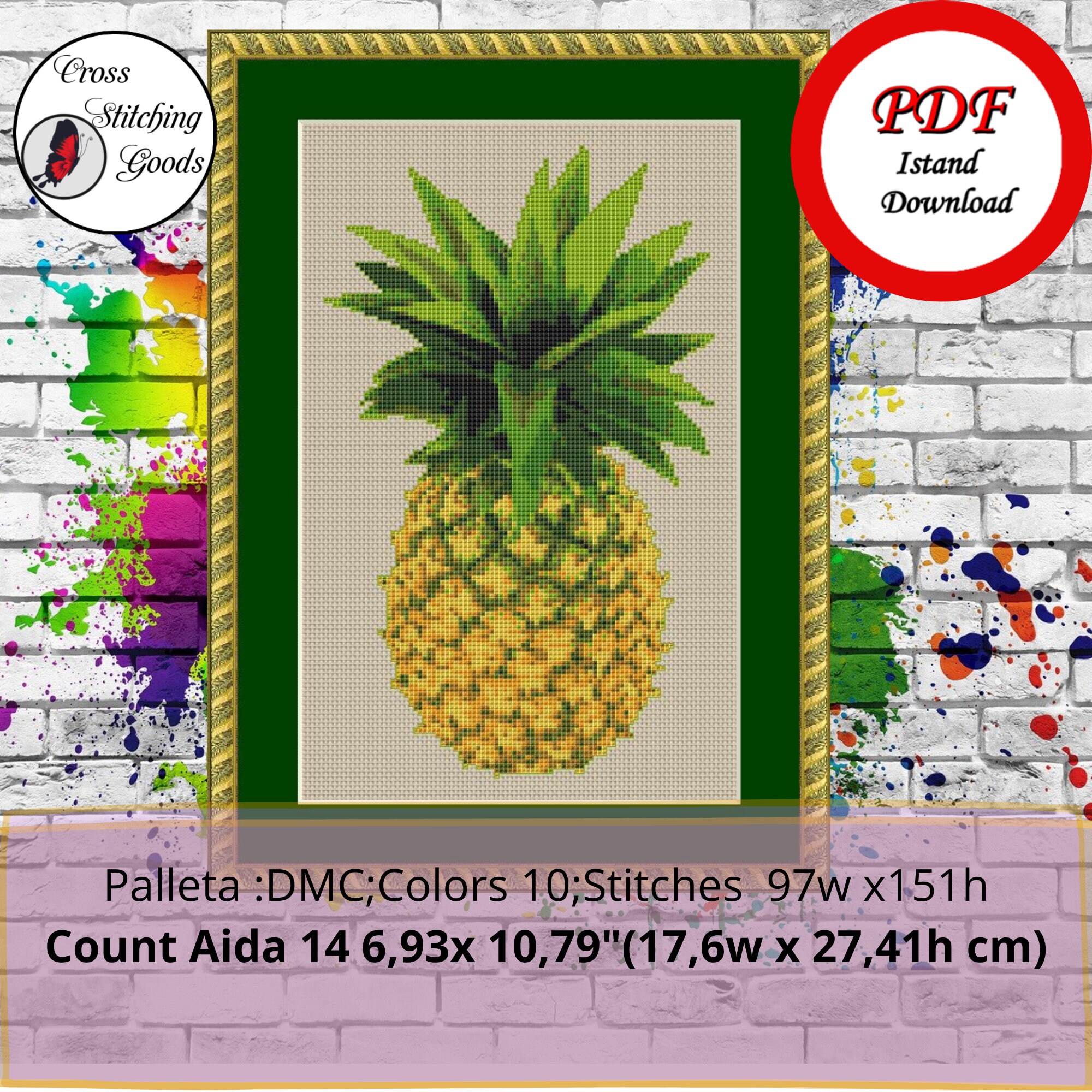 Pineapple Cross Stitch Pattern , Easy Cross Stitch Pattern PDF Etsy