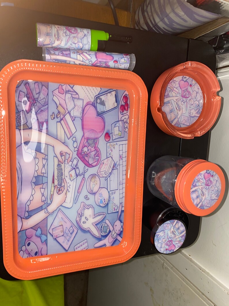 Girly 420 Rolling Tray Set Etsy