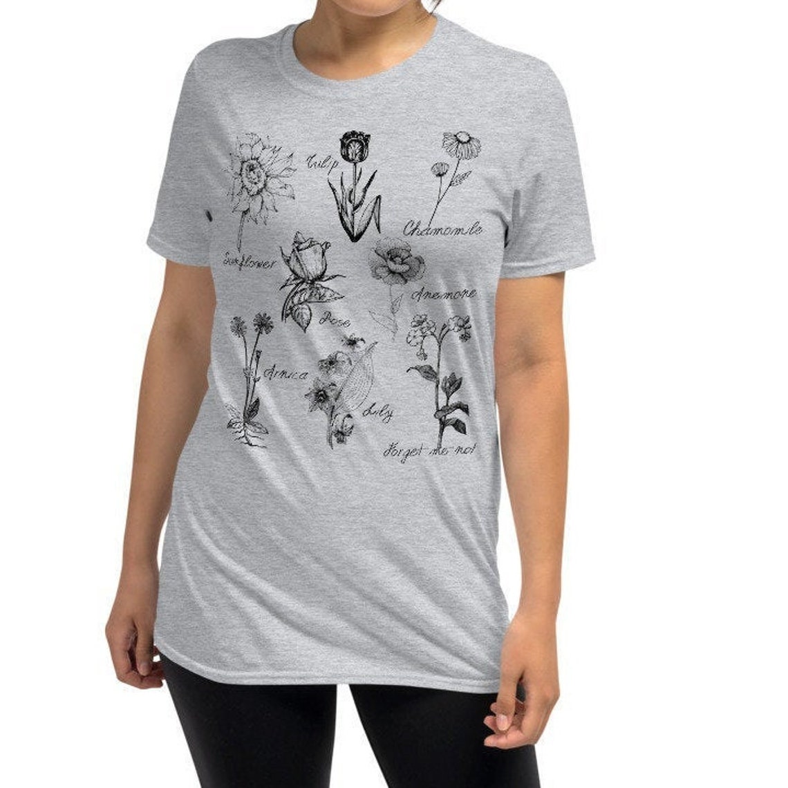 Botanical Flower T Shirt Floral Tee Shirt Sunflower Shirt Etsy