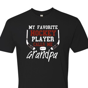 My Favorite Hockey Player(s) Call(s) Me Grandpa | Hockey Gift | Crew Hoodie Long Sleeve Tee | Calls Me Nana Papa Mom Dad Poppy