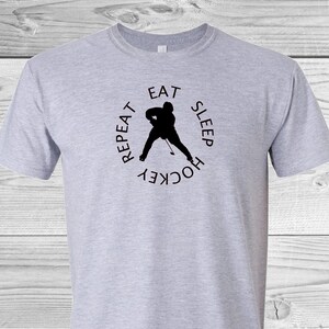 Whole Family | Eat, Sleep, Hockey, Repeat | Unisex Adult & Youth Tees | Hockey Life
