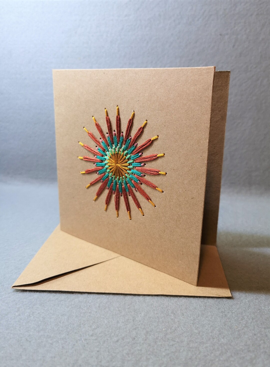 Hand Stitched Greetings Card, Autumn Firework Etsy