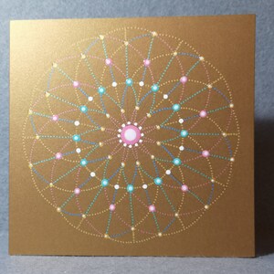 dot mandala kaart - zaad van het leven ontwerp - geometrisch patroon -gouden verjaardagskaart