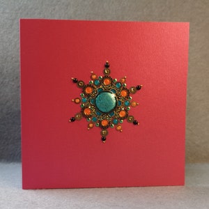 Marokkaans geïnspireerde handgemaakte kaart - mandala middenstuk - rijk romantisch rood