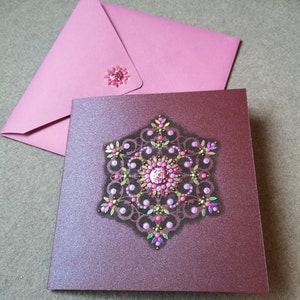 luxe handgemaakte kaart - sprankelende mandala - parelmoer - voor die ene speciale persoon