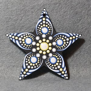 hand painted dot-mandals hanging star