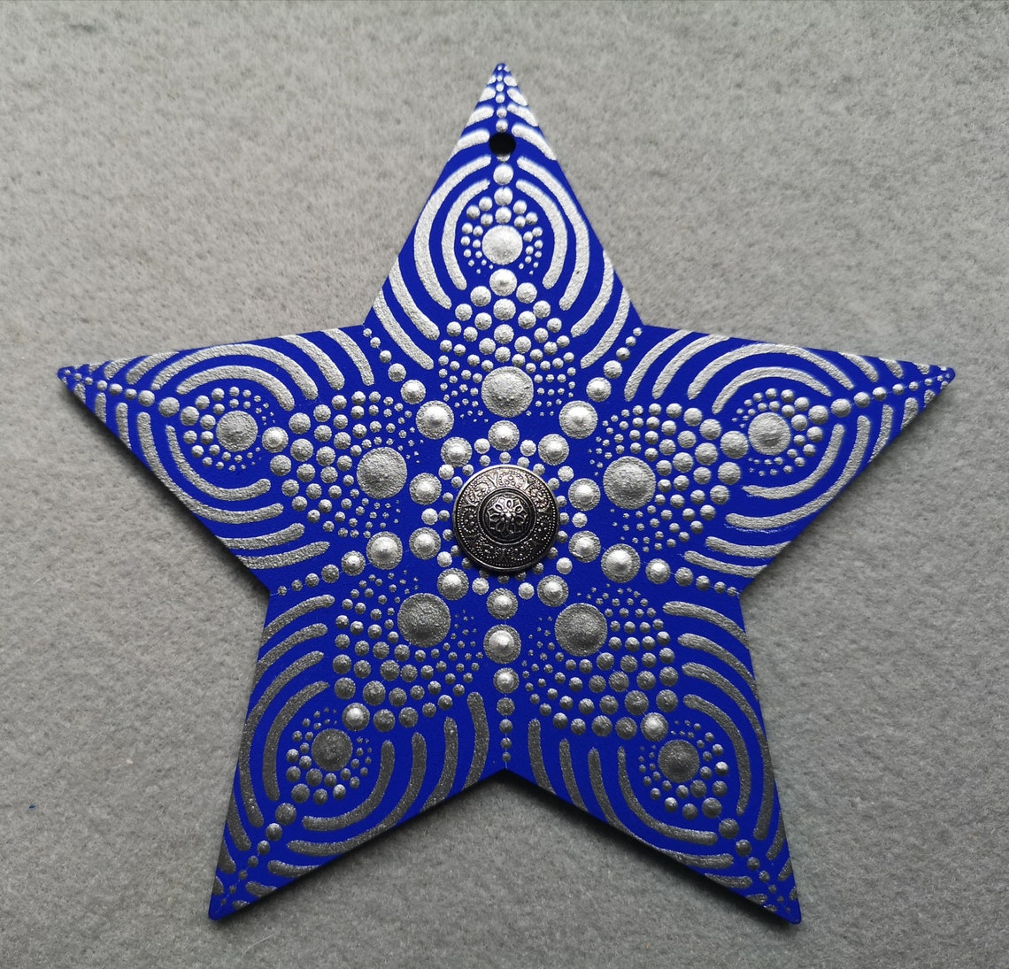 Estrella de madera pintada a mano estrella colgante azul y | Etsy