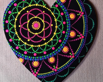 neon mandala heart