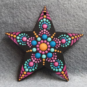 hand painted dot mandala hanging star