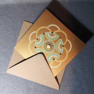 gouden wenskaart - Egyptisch geïnspireerd - mandala-ontwerp - handgemaakt