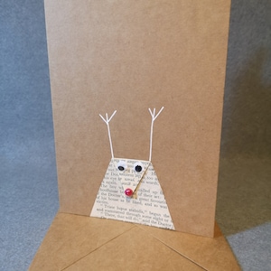 set van vier rendierkerstkaarten - fotoboekpagina rendier met googly eyes - handgemaakt -
