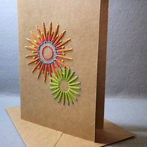 Tarjeta de felicitación Starburst cosida a mano