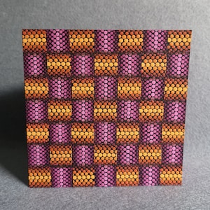 Dot Mandala - Patrón de piel de serpiente tejida - Tarjeta de felicitación hecha a mano - Patrón de cuadrícula de ilusión
