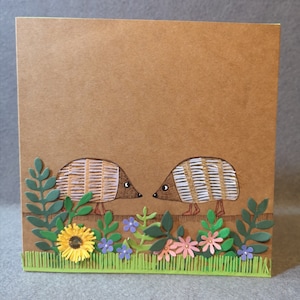 egelwenskaart - 3D-mini papieren bloemen - liefde egels - handgemaakt