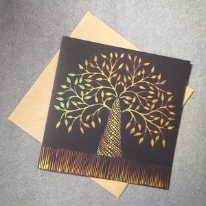 Baum des Lebens Grußkarte - Farbwechsel - Wechsel der Jahreszeiten - handgemalt