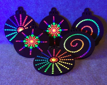 neon christmas baubles