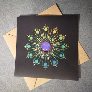 Wenskaart met stemmingsringeffect - kleurverandering - hittereactief - handgemaakt - mandala met stippen