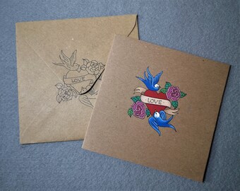 Swallow tattoo card