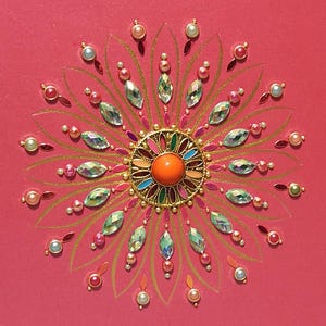 boho-luxe - wenskaart - handgemaakt - met juwelen - sprankelend - speciaal feest