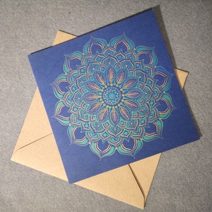 van kleur veranderende mandala-wenskaart - stemmingsringeffect - hittereactief - handgeschilderd - extra speciale wenskaart
