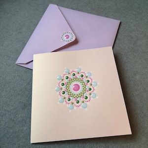 lieve kleine mandala - lichtste roze parelmoerkaart - Moederdag