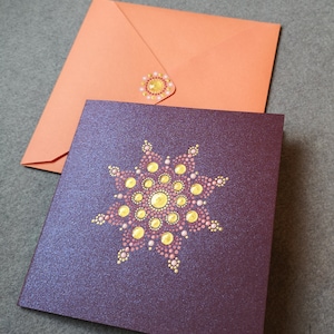 handgemaakte mandala-wenskaart - gouden stippen in reliëf - voor alle gelegenheden