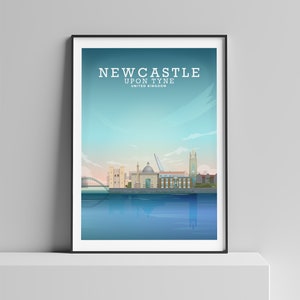 Newcastle Upon Tyne, Newcastle Illustrated Poster by Hillview Prints A2, A3, A4 size.