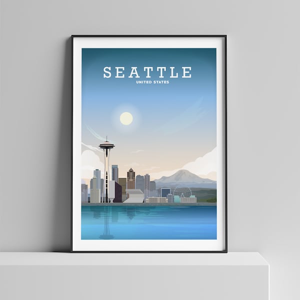 Seattle Travel Print, Seattle Poster, Seattle Art