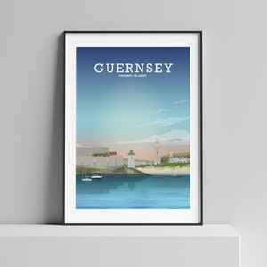 Guernsey Print, Channel Islands, Illustrated Poster