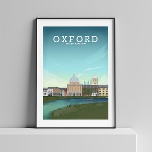 Oxford Print, English Travel Print, Oxford Poster by Hillview Prints on recycled paper a4/ a3/ a2