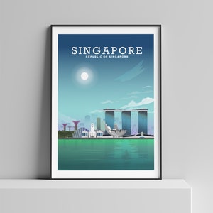 Singapore Print, Singapore Poster, Singapore Cityscape, Singapore Skyline, Singapore Travel Art, Singapore Illustration, Singapore Gifts