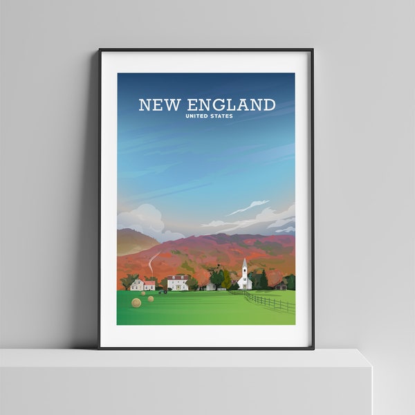 New England Print, New Hampshire Print, Vermont Print, Fall Print, Massachusetts Print, The Berkshires, Maine Print, Connecticut Print