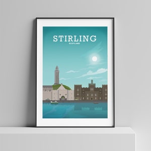 Stirling Print, William Wallace, Stirling Poster, Scotland Art, Travel Illustration