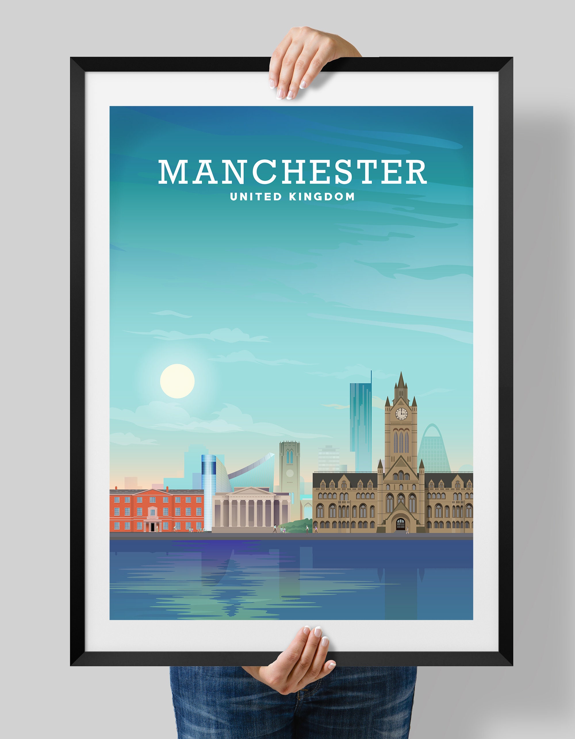 Discover Manchester Paysage D'Angleterre Cadeau Voyage Poster