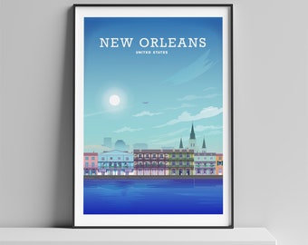 New Orleans Poster, New Orleans Print, New Orleans USA, New Orleans Art, French Quarter, Louisiana, USA Travel Poster, USA Travel Print